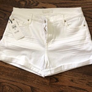 7 For All Mankind White Denim Mid Roll Short